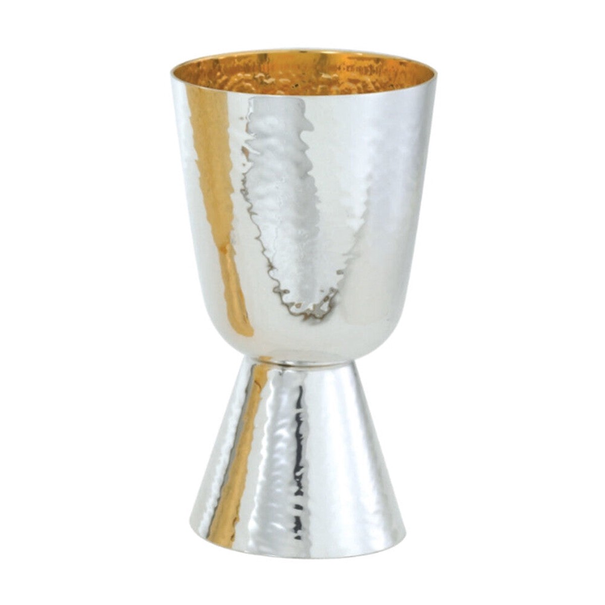 Communion Cups - Silver, Gold Line, Hammered