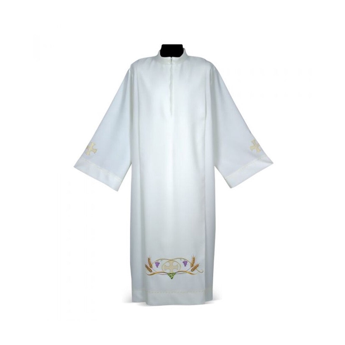 Embroidered Alb with Wheat & Grape Eucharistic Motif