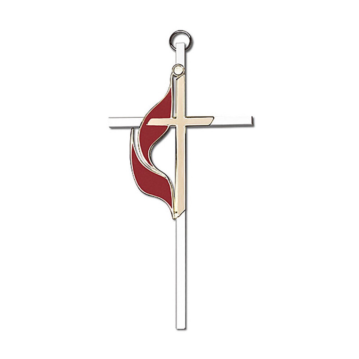 Methodist Wall Cross - Metal, Brass, 6-Inch