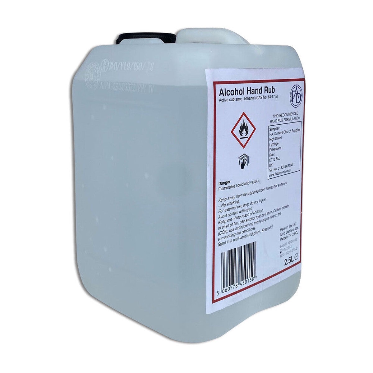 2.5ltr 80% Alcohol Hand Rub Sanitiser