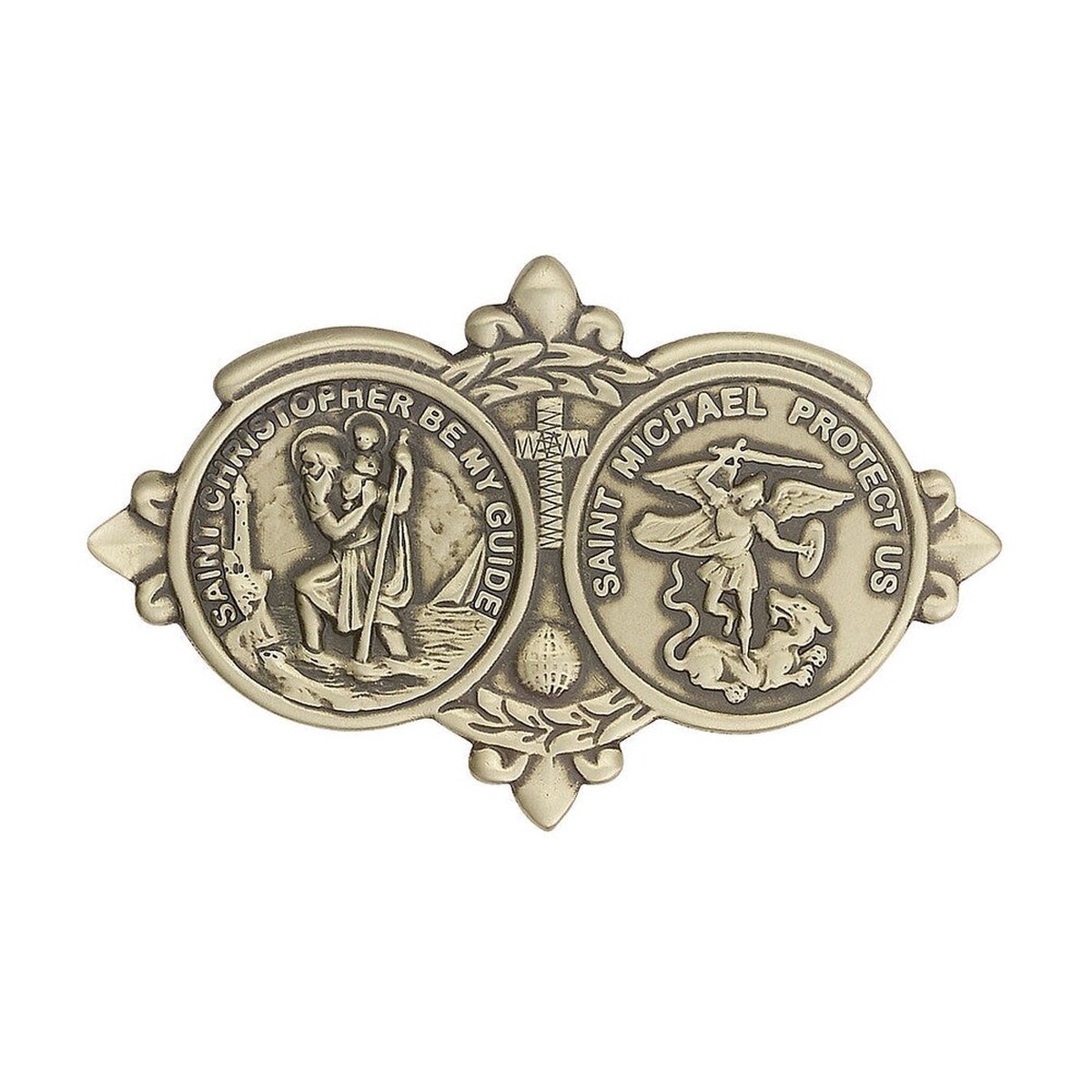 St Christopher St Michael Visor Clip - 2 x 3 1/8