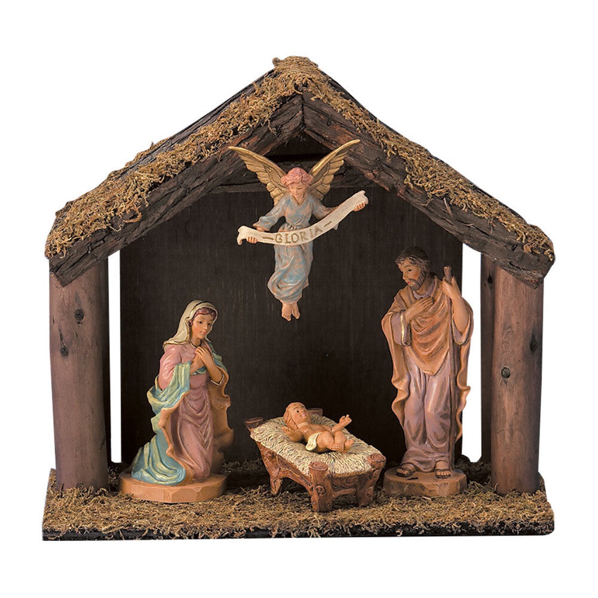 6 Scale 4 Piece Nativity Set with Wood Stable