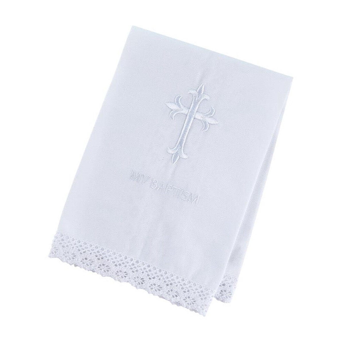 Baptismal Towel with Cross Lace Trim