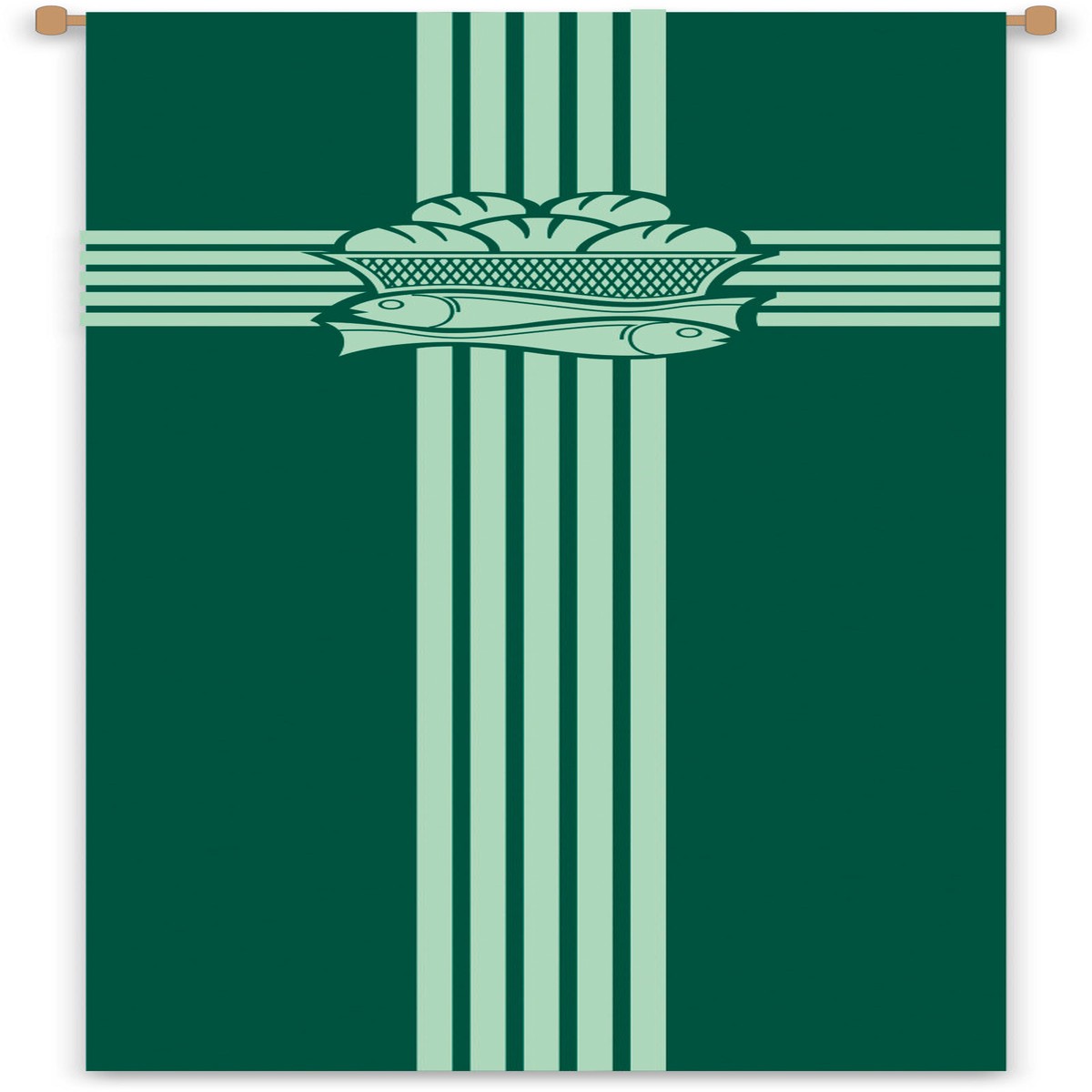 Bread with Cross & Ichtus Banner