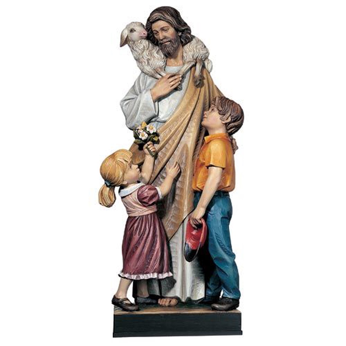 Good Shepherd with Children Statue
