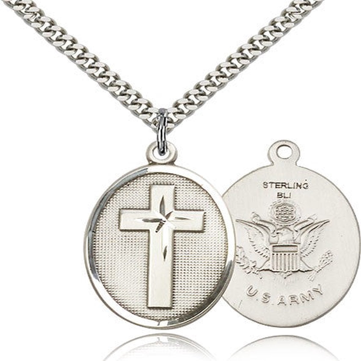 Army Cross Pendant, Sterling Silver