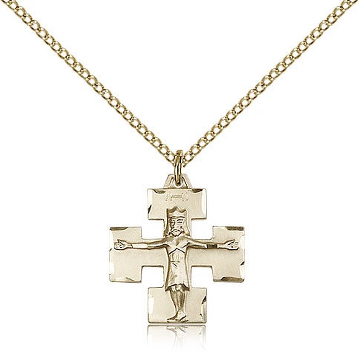 Modern Crucifix Pendant, Gold Filled