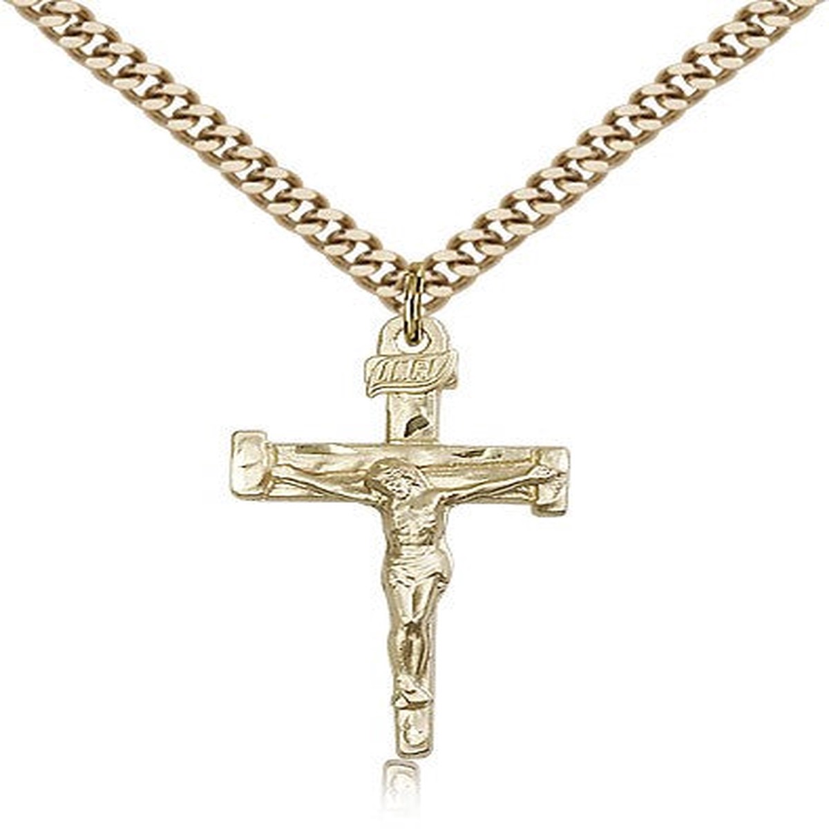 Nail Crucifix Pendant, Gold Filled