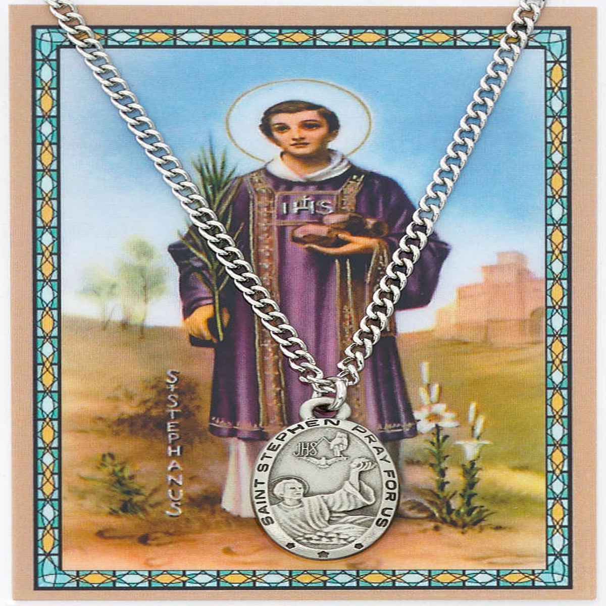 Oval St. Stephen Medal and Prayer Card Set