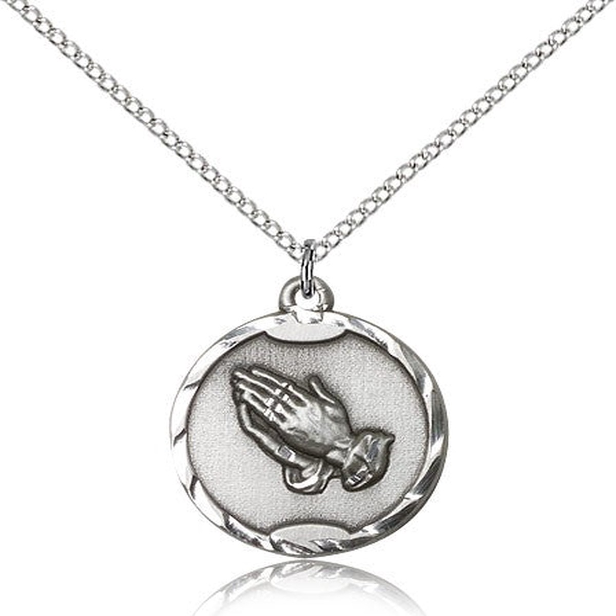 Praying Hands Medal, Sterling Silver