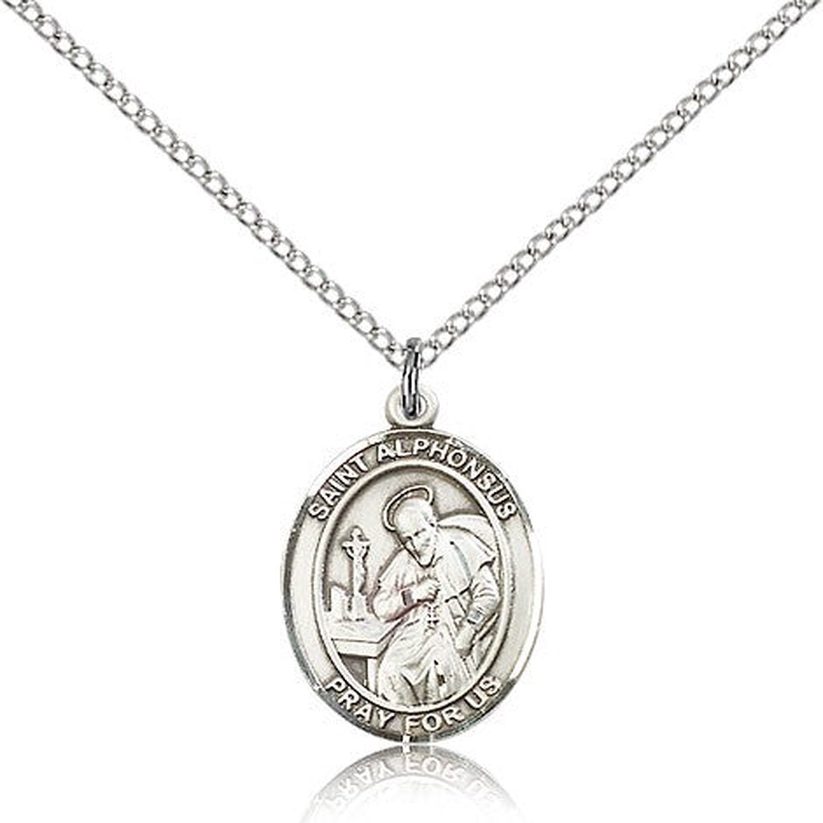 St. Alphonsus Medal, Sterling Silver, Medium