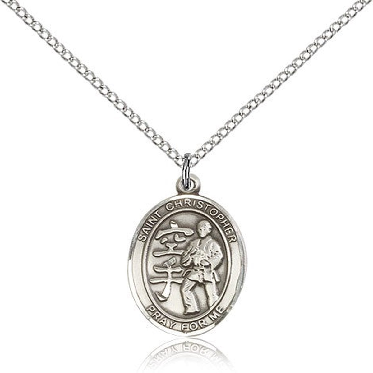 St Christopher Karate Medal, Sterling Silver, Medium