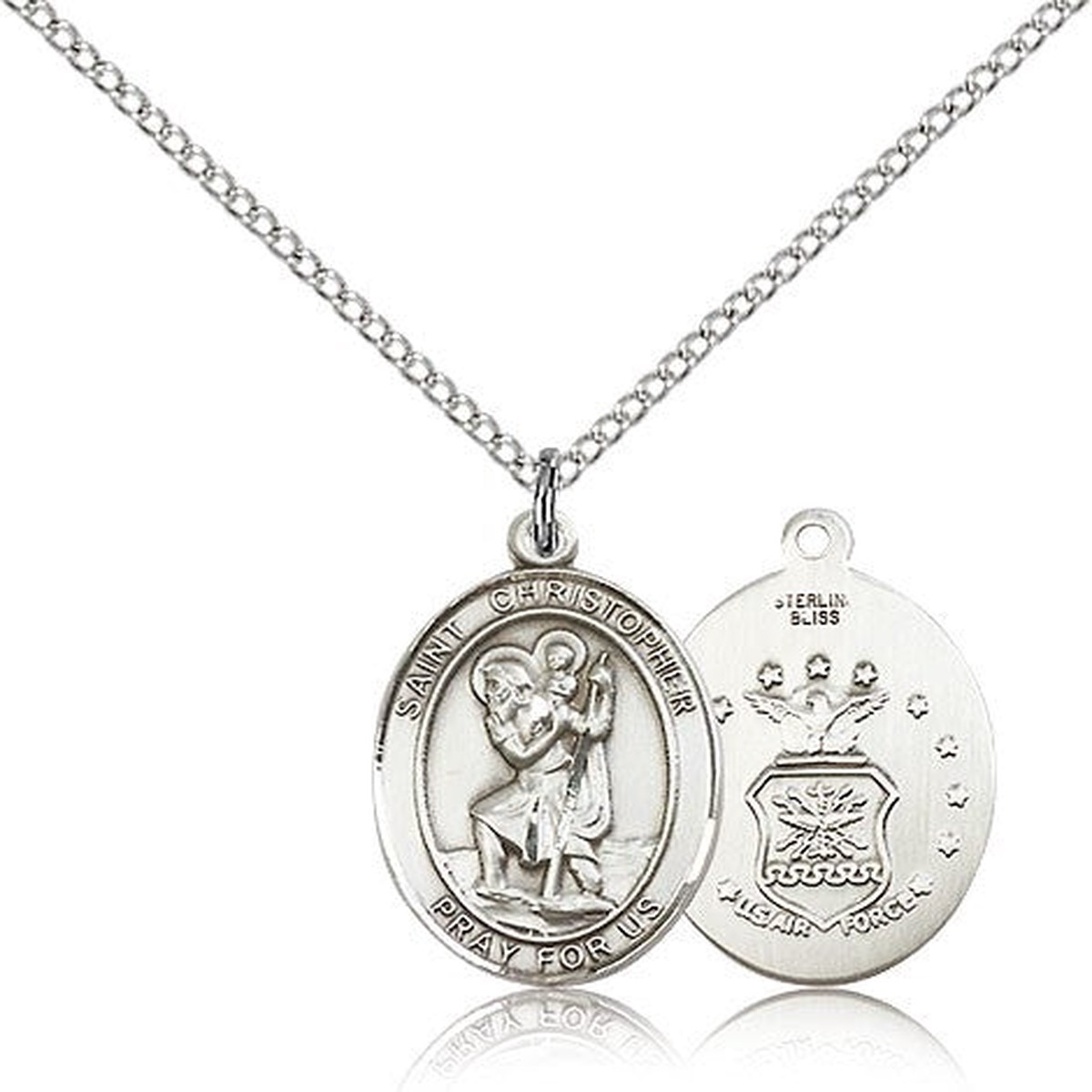 St. Christopher Air Force Medal, Sterling Silver, Medium