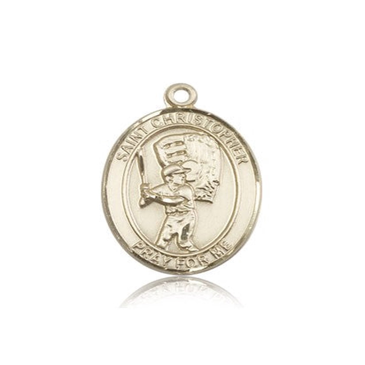 St. Christopher Baseball Medal, 14 Karat Gold, Large