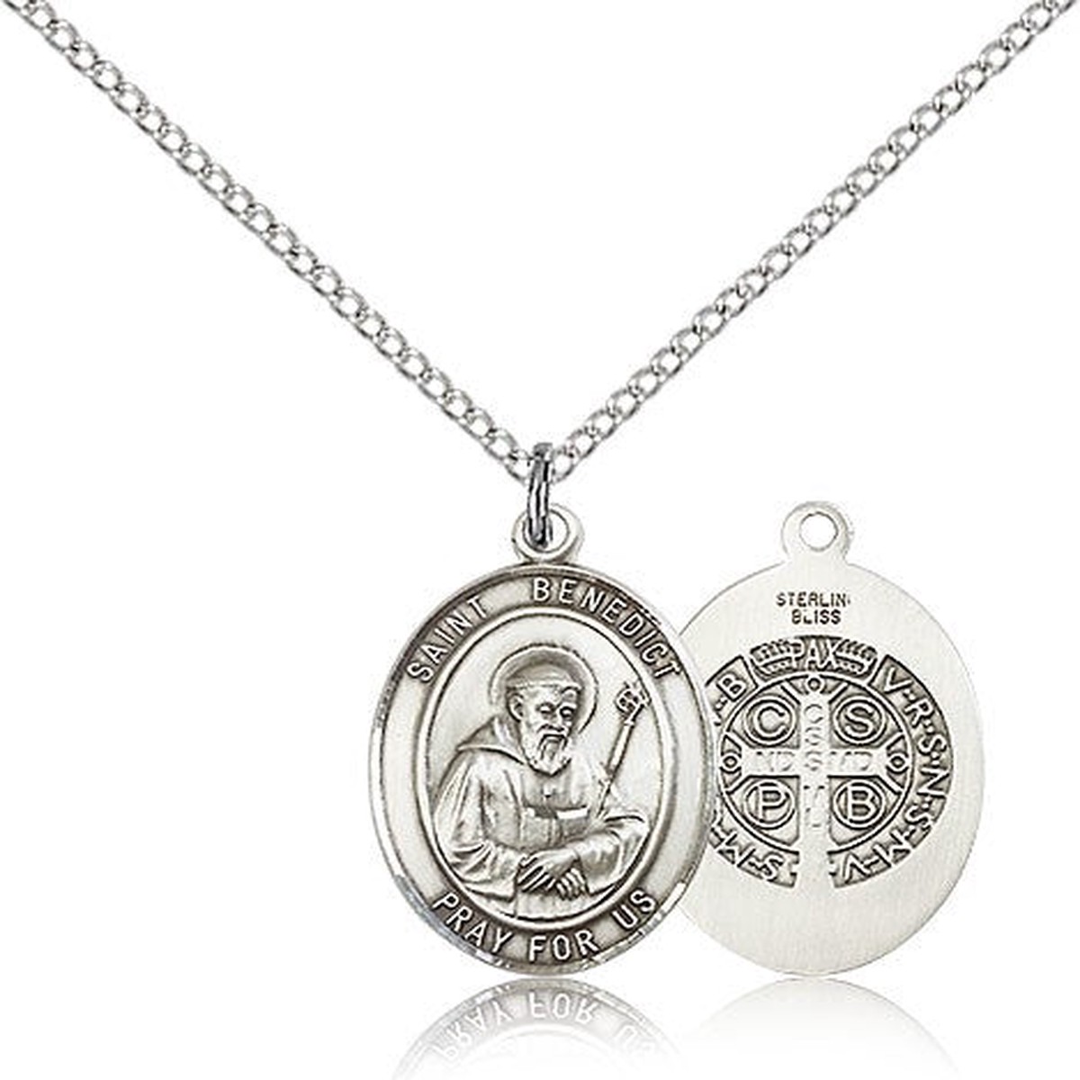 St. Benedict Medal, Sterling Silver, Medium