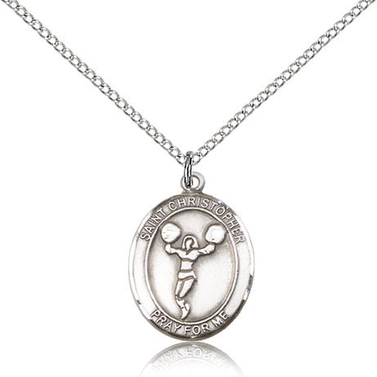St. Christopher Cheerleading Medal, Sterling Silver, Medium