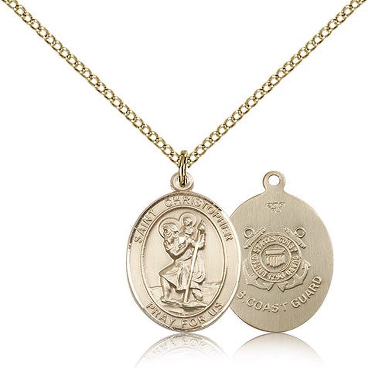 St. Christopher Coast Guard Medal, Gold Filled, Medium