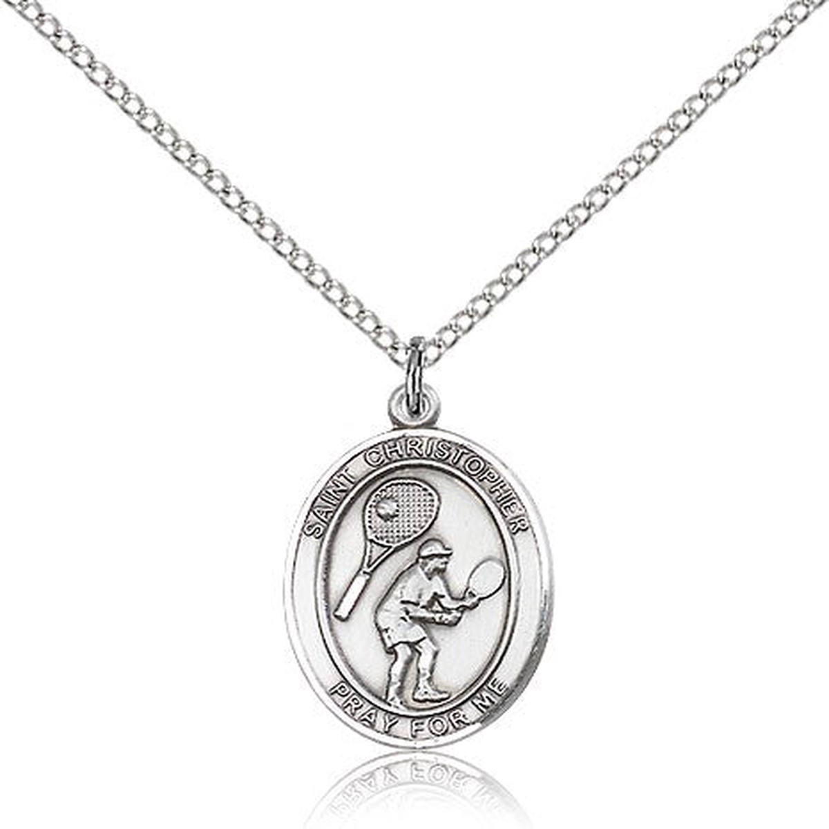 St. Christopher Tennis Medal, Sterling Silver, Medium