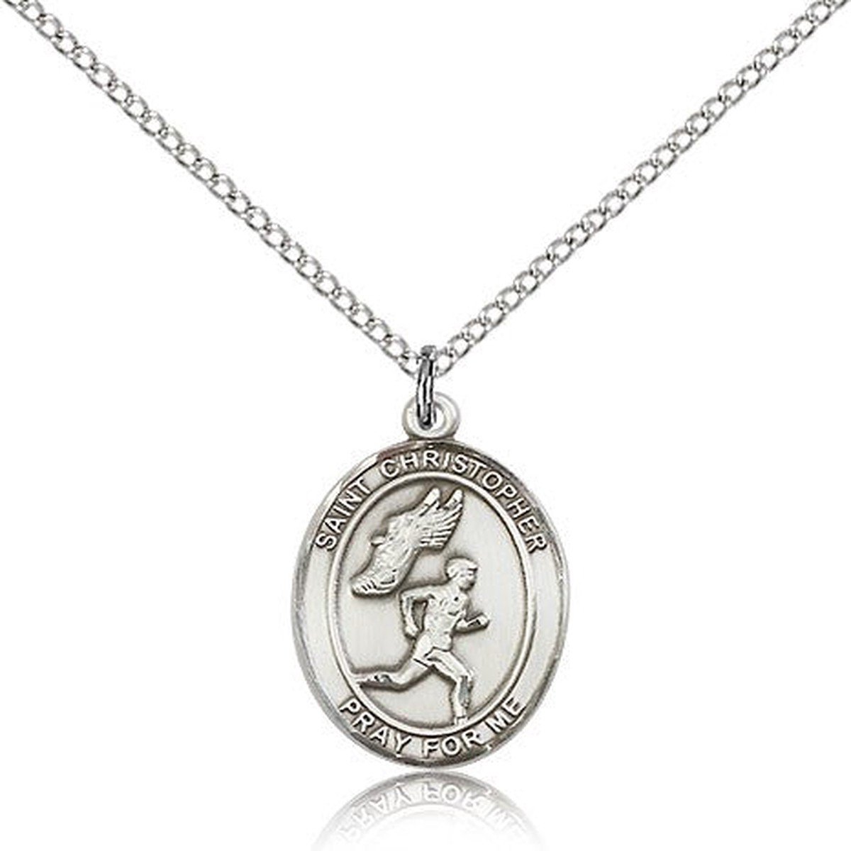 St. Christopher Track & Field Medal, Sterling Silver, Medium