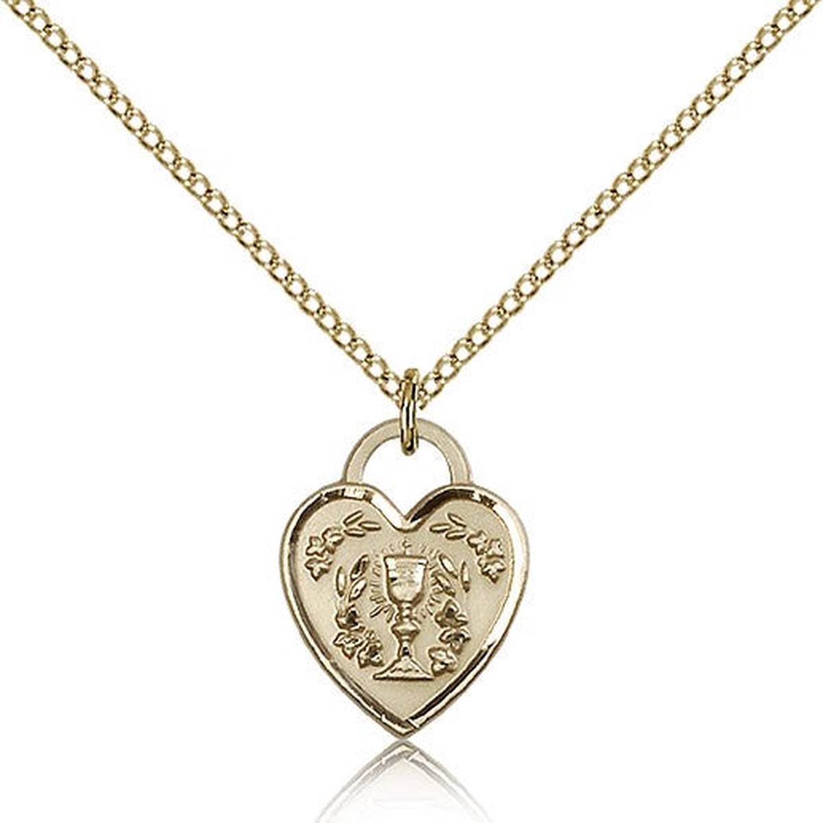Communion Heart Medal, Gold Filled
