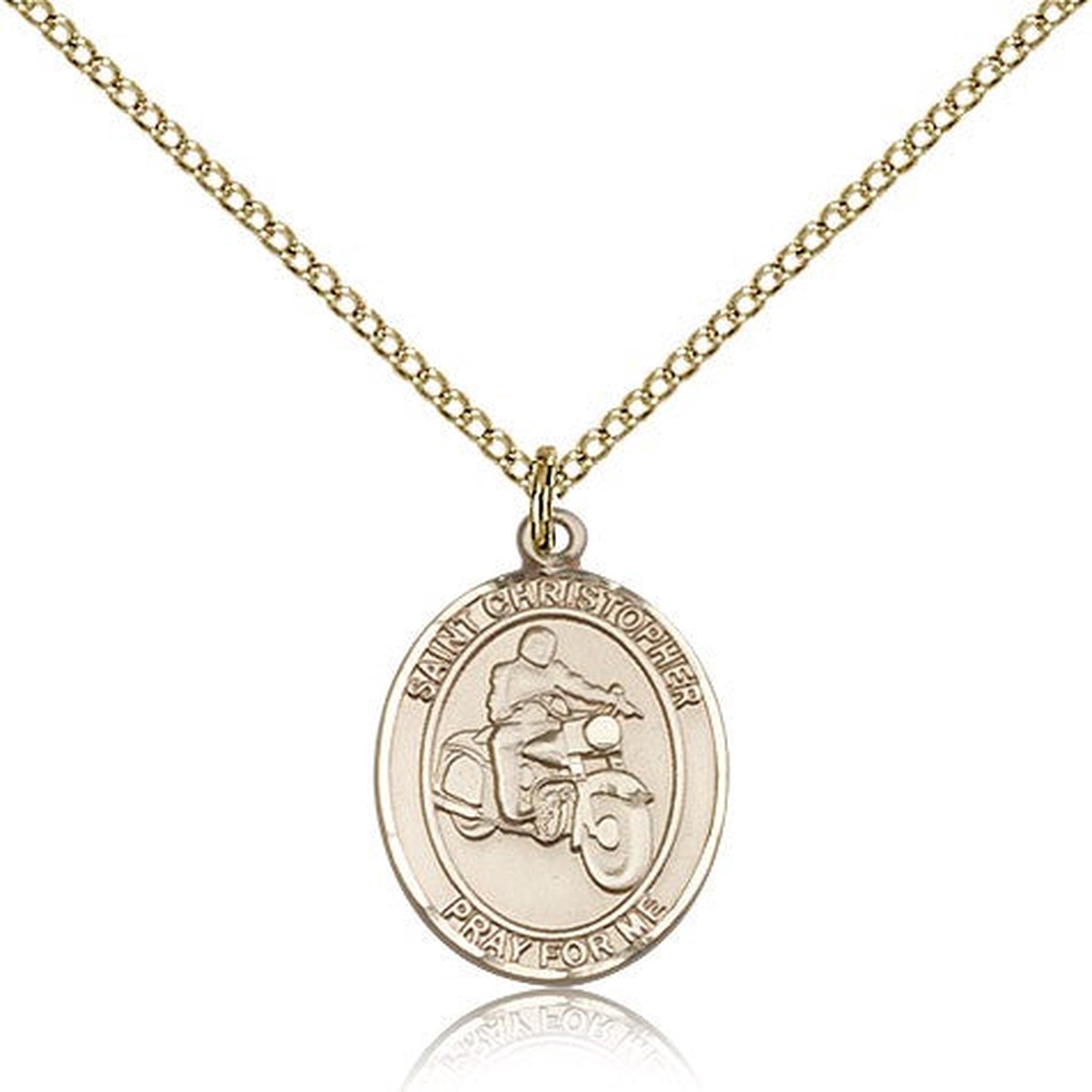 St. Christopher Motorcycle Medal, Gold Filled, Medium