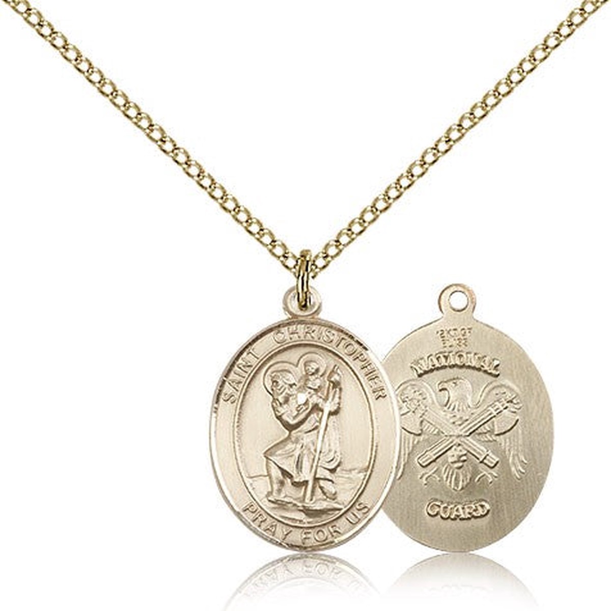 St. Christopher National Guard Medal, Gold Filled, Medium