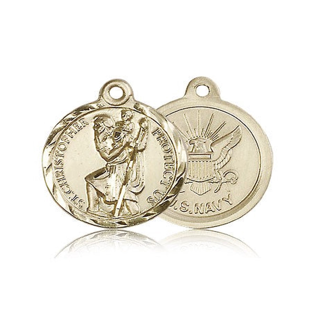 St. Christopher Navy Medal, 14 Karat Gold