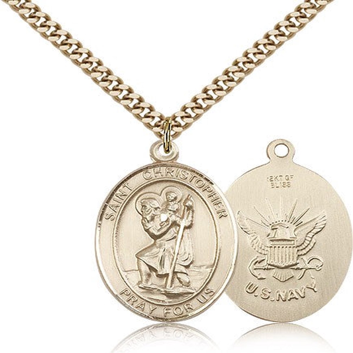 St. Christopher Navy Medal, Gold Filled, Large