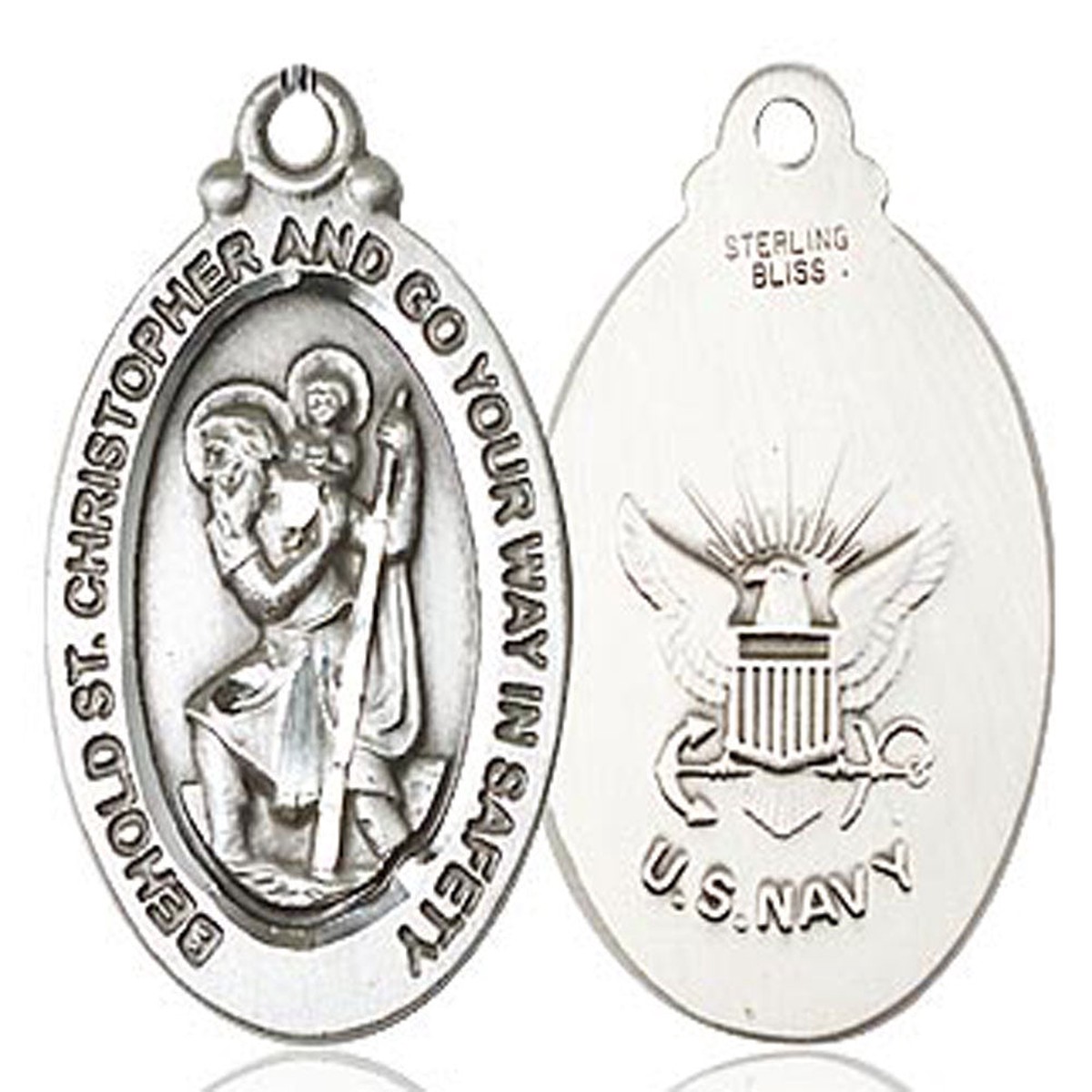 St. Christopher Navy Medal, Sterling Silver