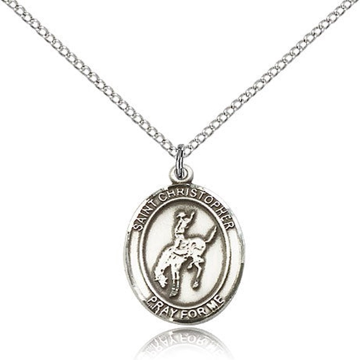 St. Christopher Rodeo Medal, Sterling Silver, Medium