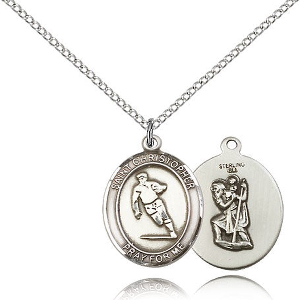 St. Christopher Rugby Medal, Sterling Silver, Medium