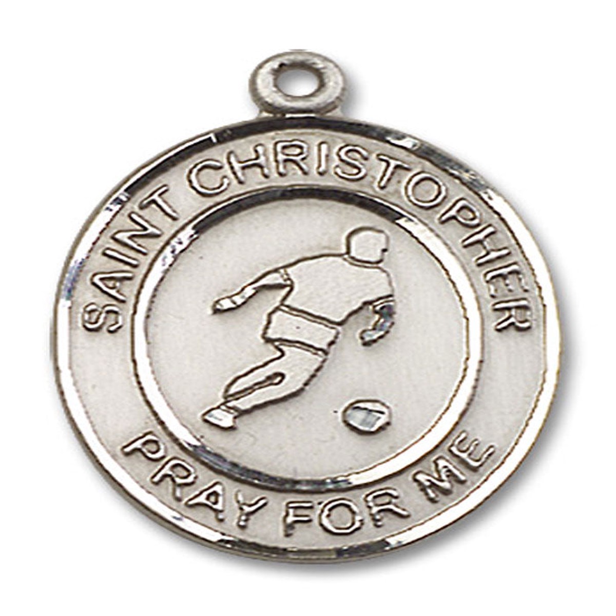 St. Christopher Soccer Medal, Sterling Silver, Large