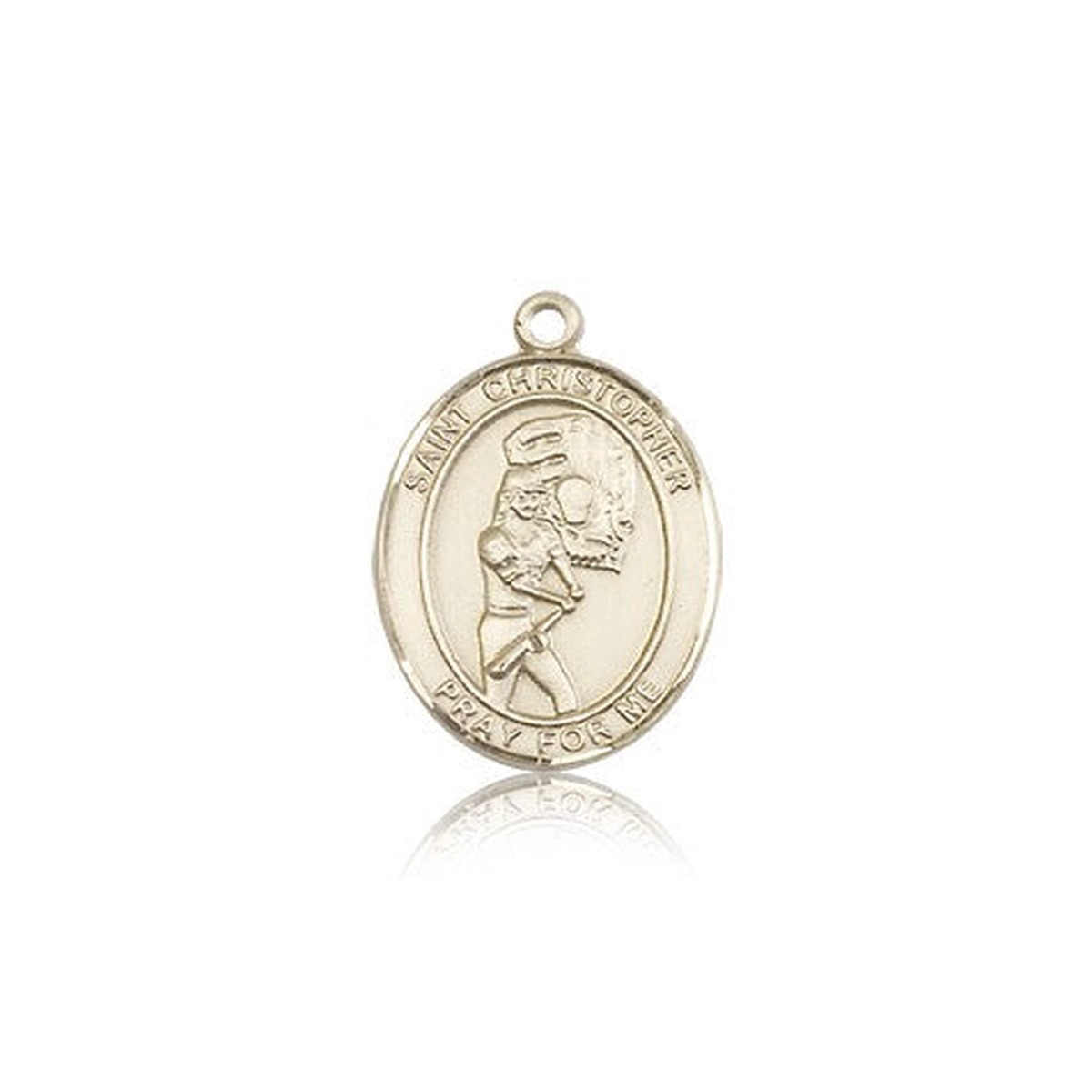 St. Christopher Softball Medal, 14 Karat Gold, Medium