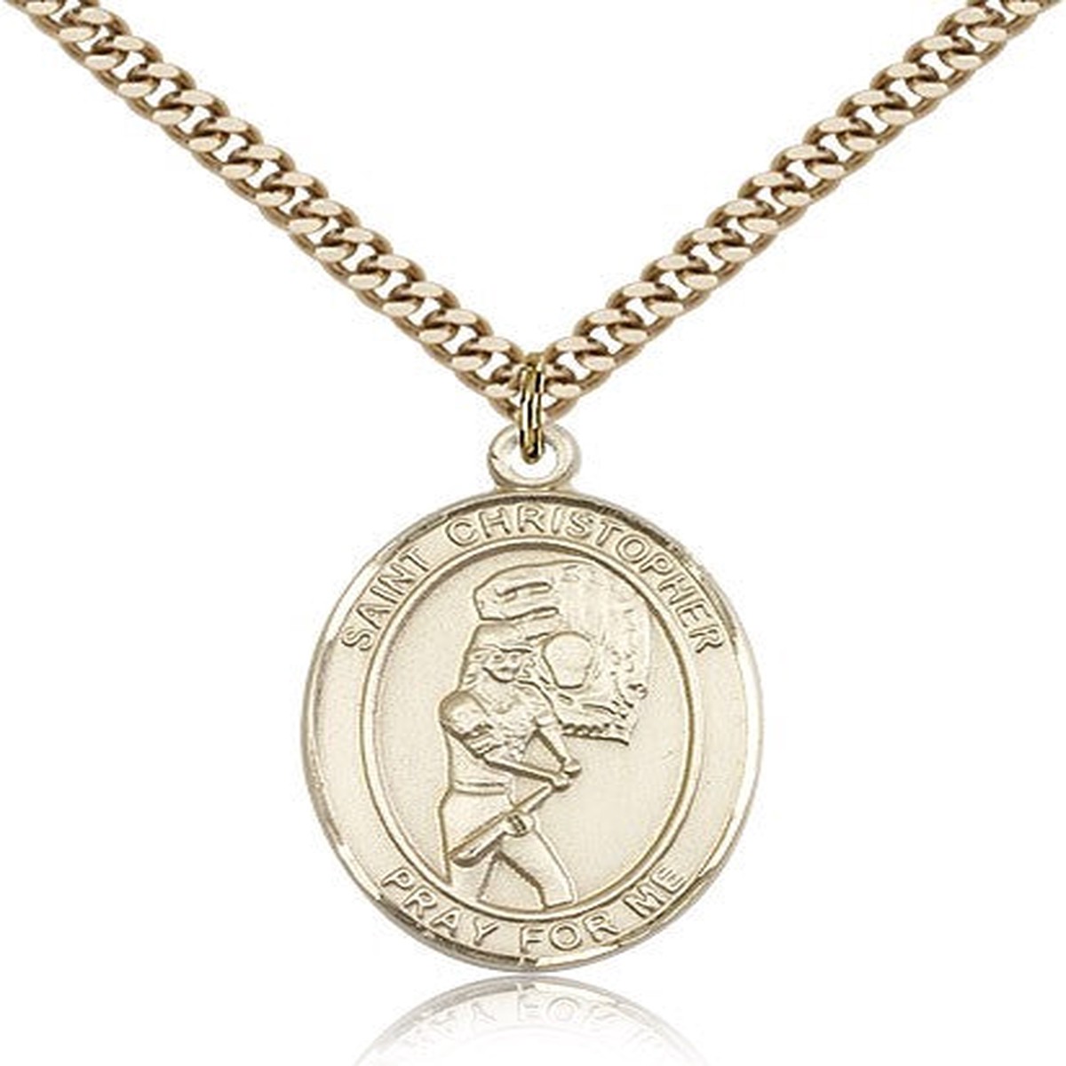 St. Christopher Softball Medal, Gold Filled, Large