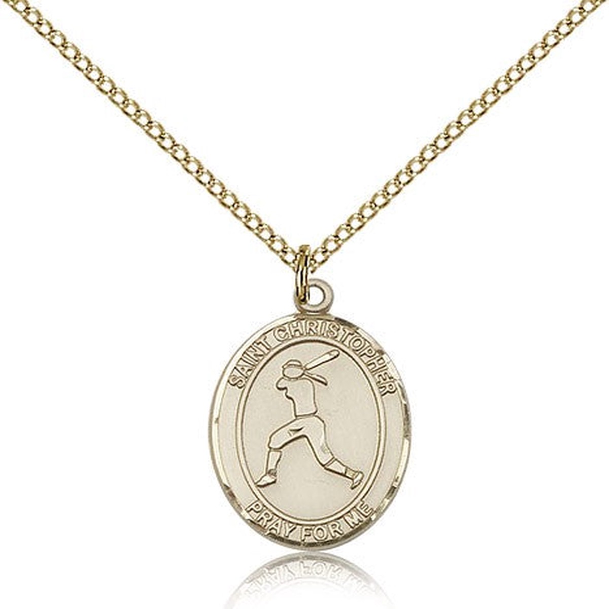 St. Christopher Softball Medal, Gold Filled, Medium