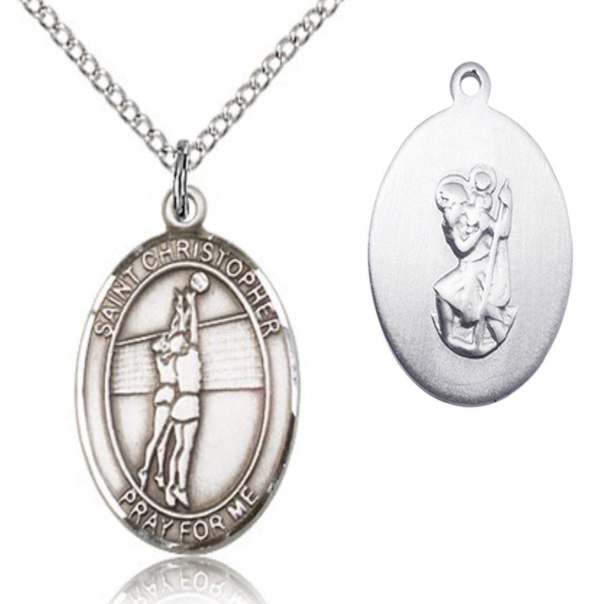 St. Christopher Volleyball Medal, Sterling Silver, Medium