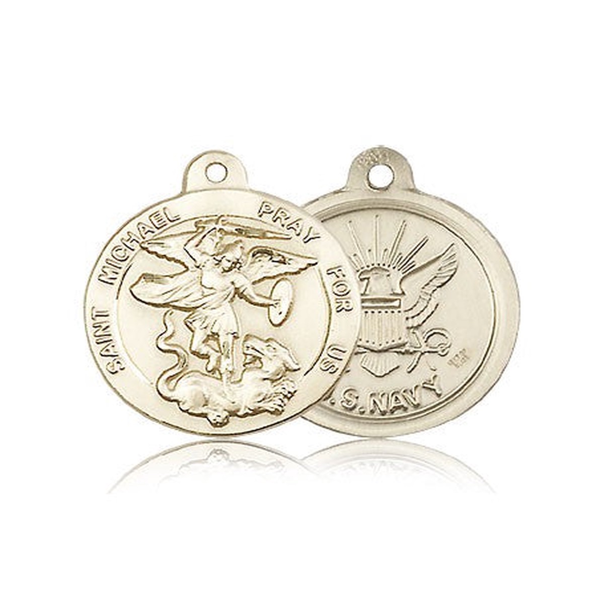 St. Michael Navy Medal, 14 Karat Gold
