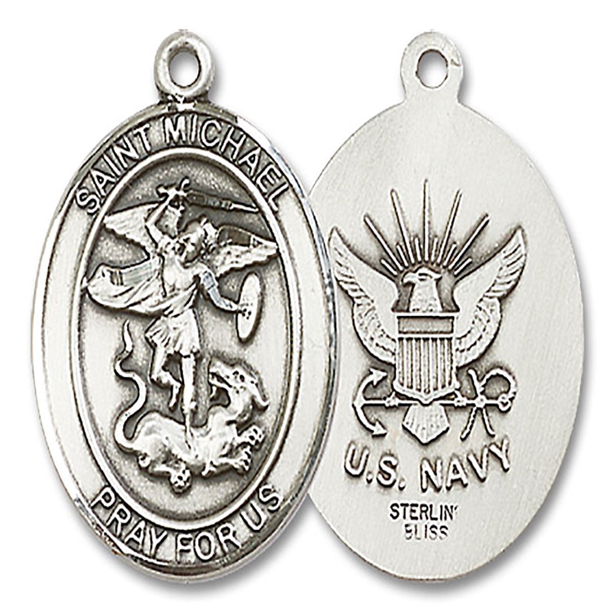 St. Michael Navy Medal, Sterling Silver, Large