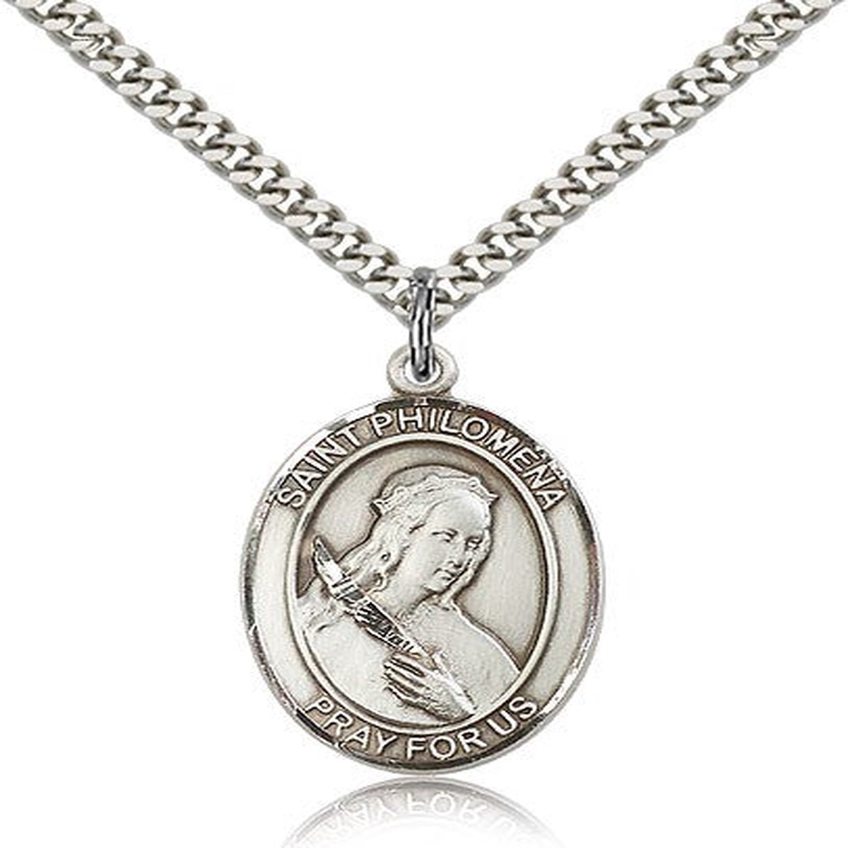 St. Philomena Medal, Sterling Silver, Large