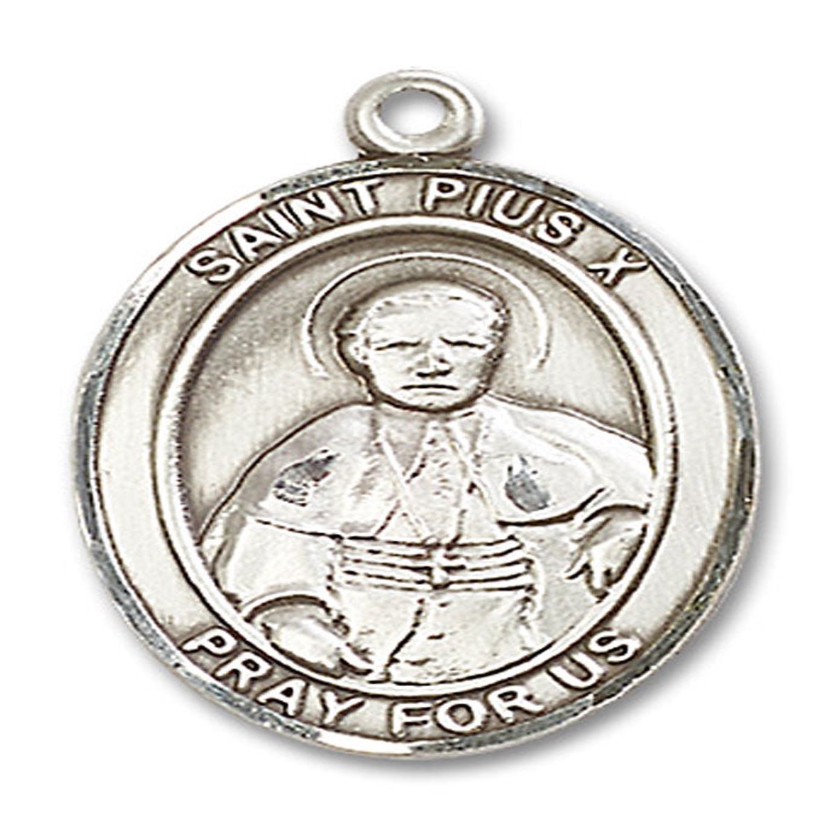 St. Pius X Medal, Sterling Silver, Large