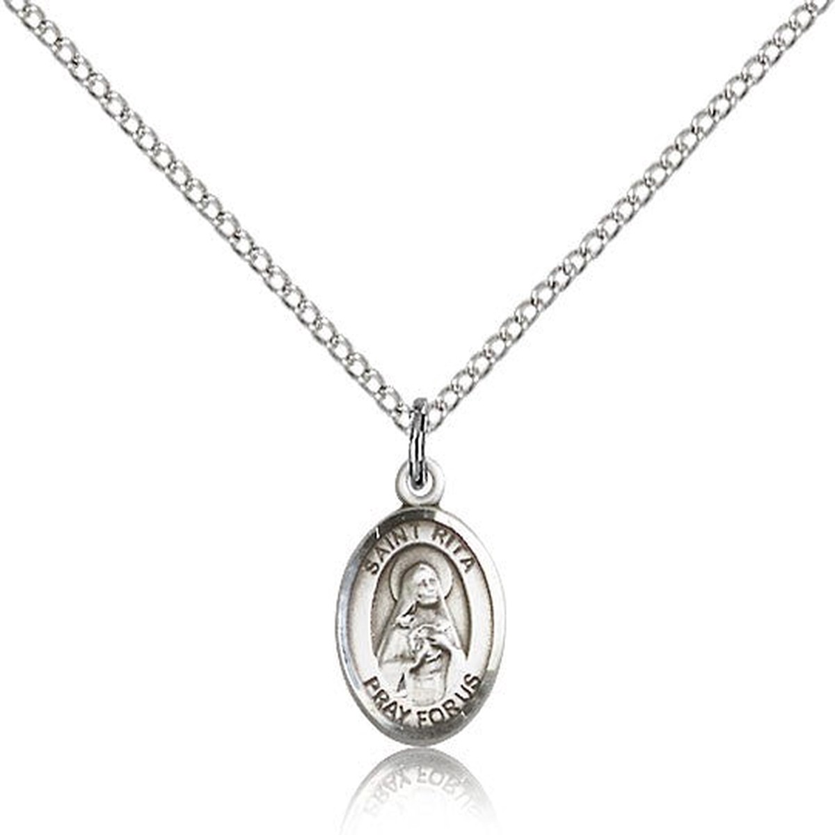 St. Rita Baseball Medal, Sterling Silver medium
