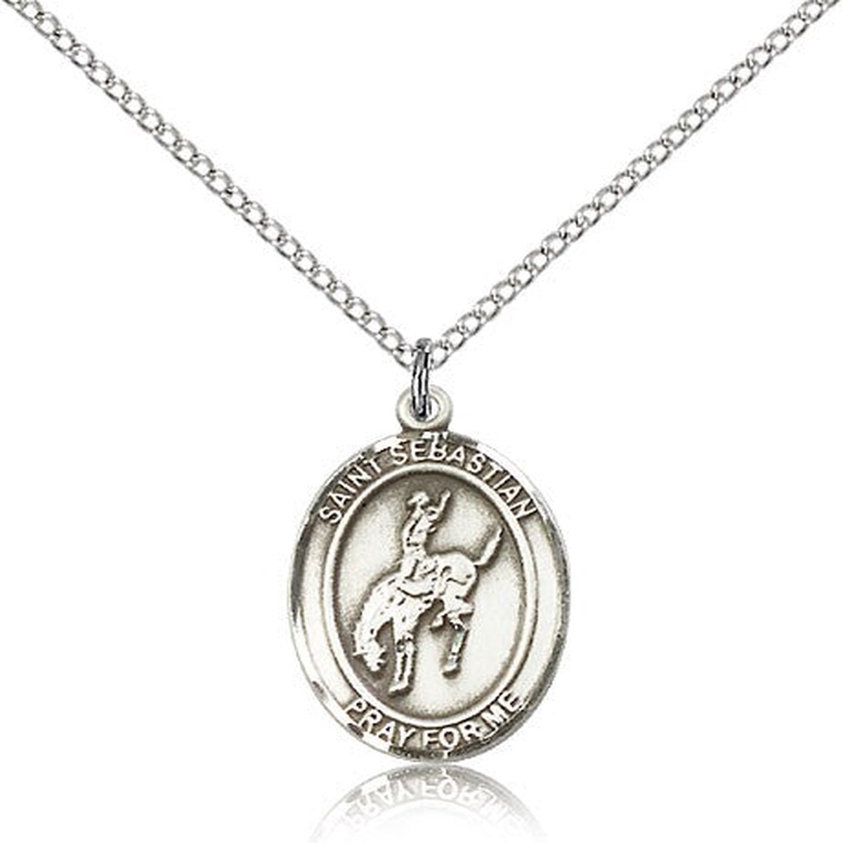 St. Sebastian Rodeo Medal, Sterling Silver, Medium