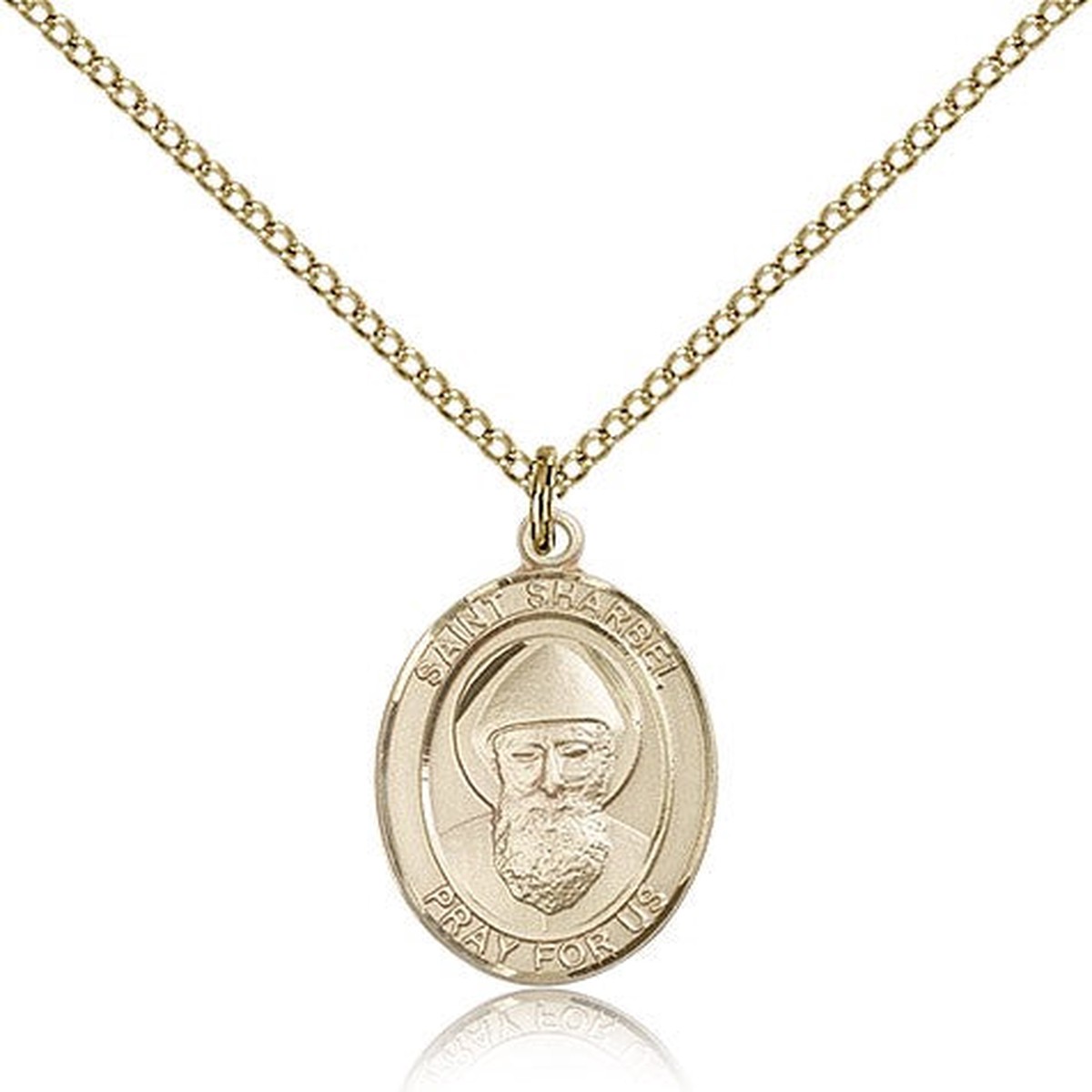 St. Sharbel Medal, Gold Filled, Medium