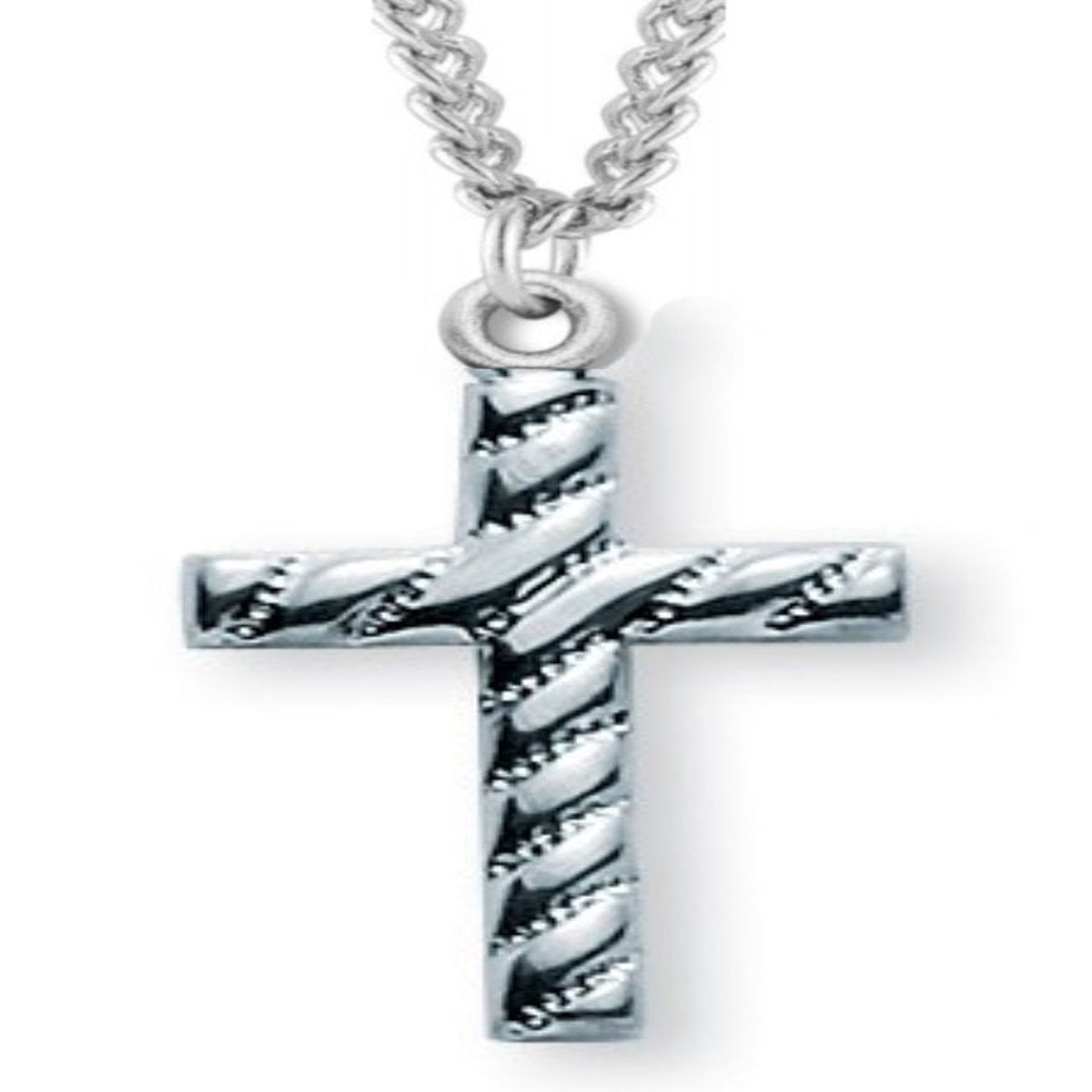 Cross Necklace Lined, Sterling Silver with Chain