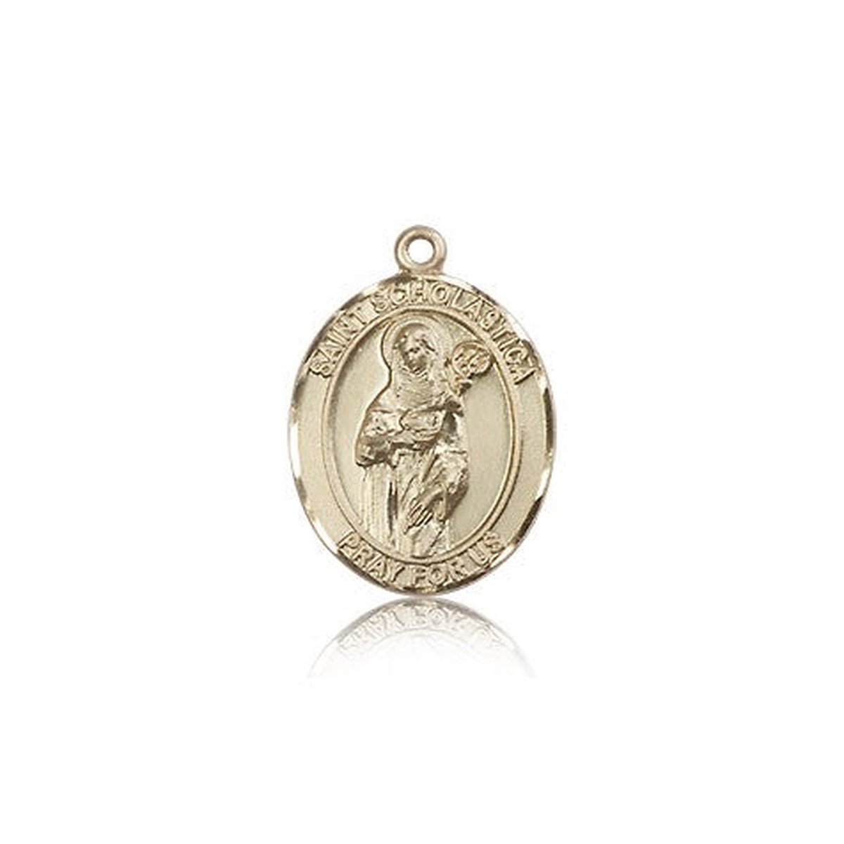 St. Scholastica Medal, 14 Karat Gold, Medium