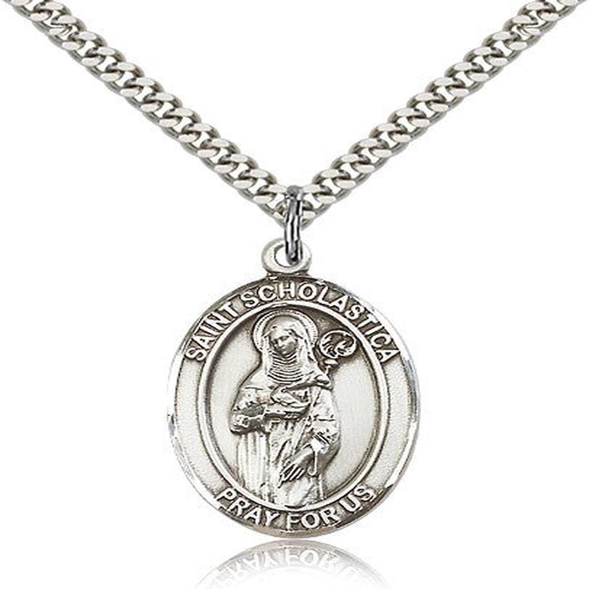 St. Scholastica Medal, Sterling Silver, Large