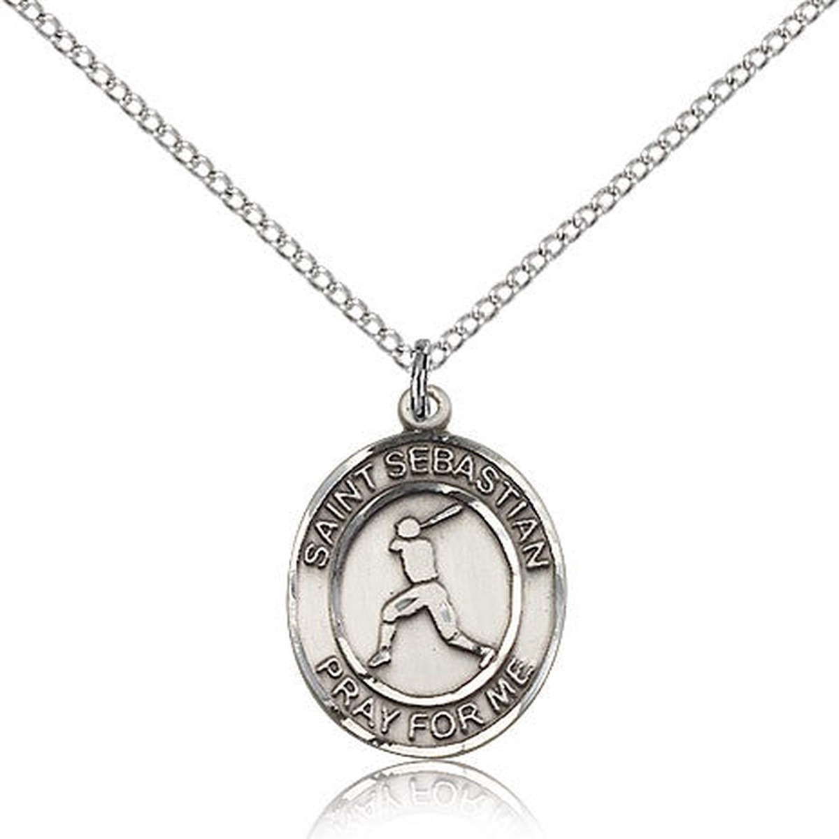 St. Sebastian Baseball Medal, Sterling Silver, Medium