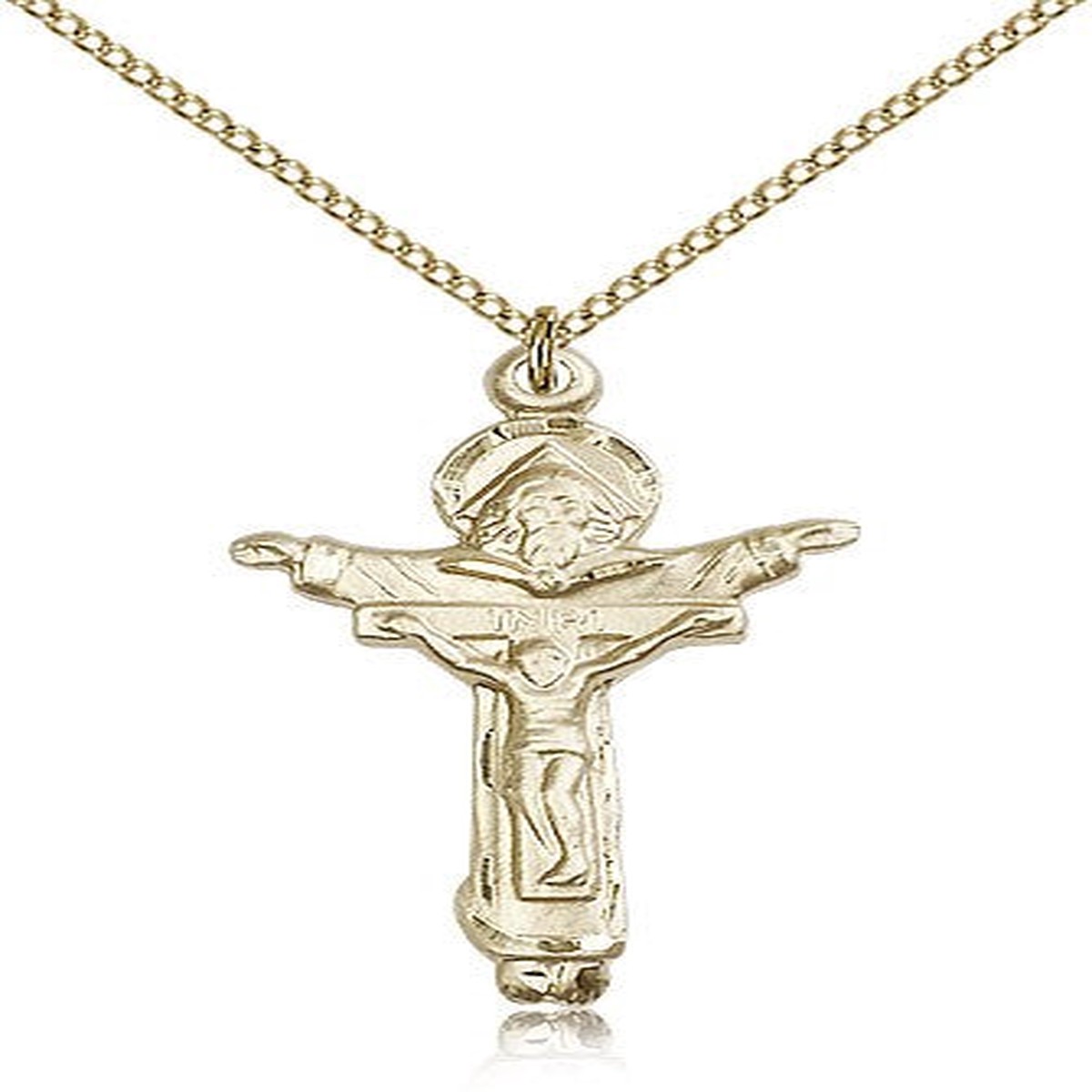 Trinity Crucifix Pendant, Gold Filled