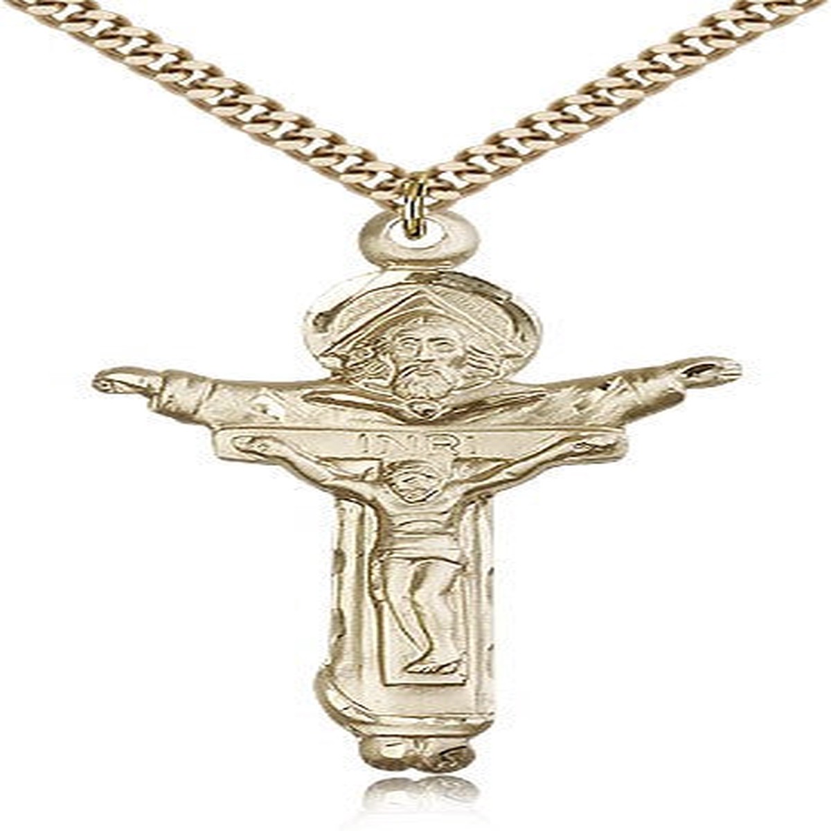 Trinity Crucifix Pendant, Gold Filled