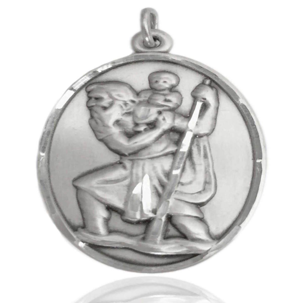 Men's Large Silver Silver Saint Christopher Medal